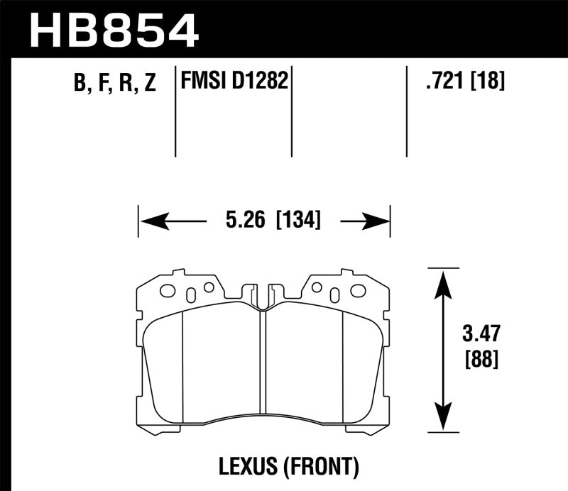 Hawk Ceramic Street Front Brake Pads - 07-17 Lexus LS460 / 08-16 Lexus LS600h - HB854Z.721