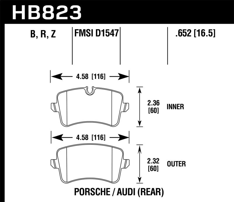 Hawk Ceramic Street Rear Brake Pads - 13-17 Audi S6/S7/S8 / 12-17 Audi A6 Quattro/A7 Quattro - HB823Z.652