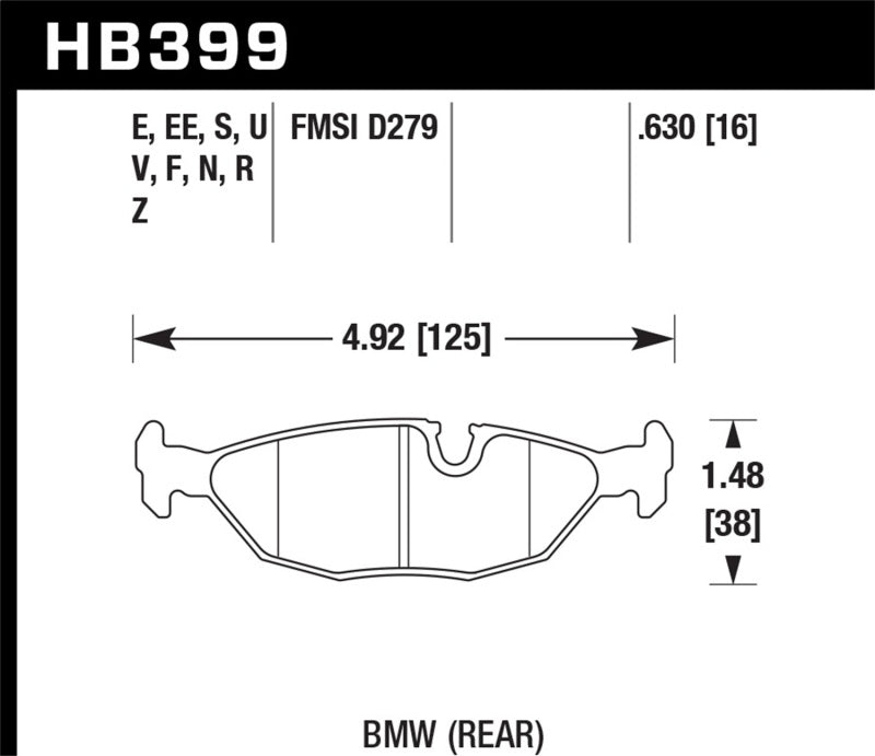 Hawk DTC-60 Race Rear Brake Pads - BMW Motorsport 16mm Thick - HB399G.630